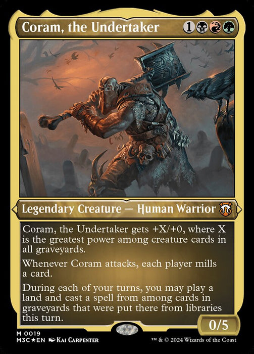 Coram, the Undertaker - Legendary- Inverted- Etched (Etched Foil)