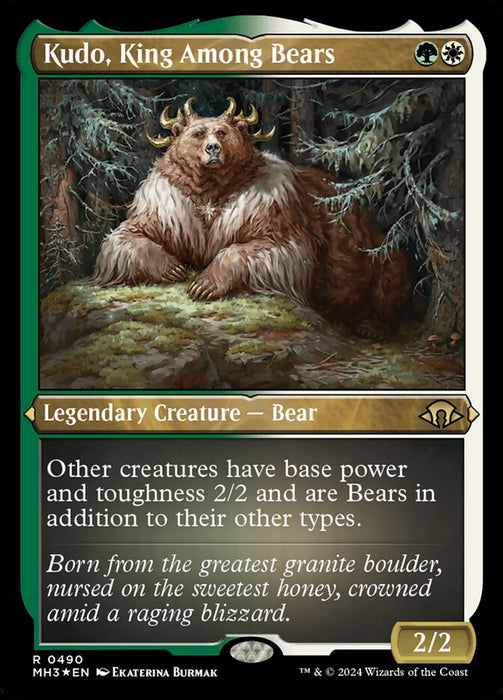 Kudo, King Among Bears - Legendary- Inverted- Etched (Etched Foil)