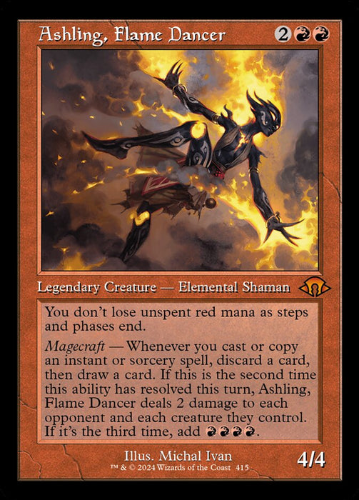 Ashling, Flame Dancer - Retro Frame (Foil)