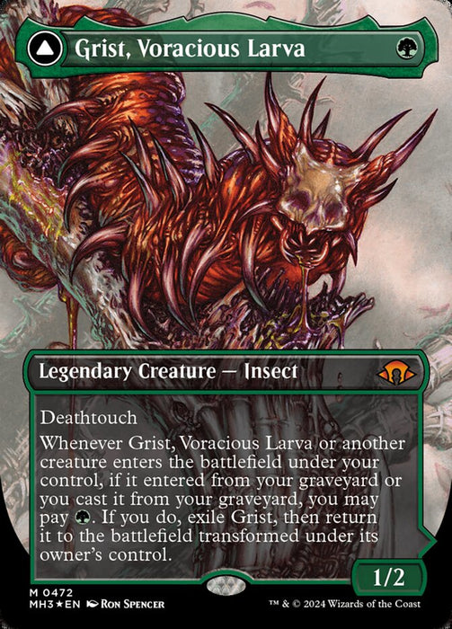 Grist, Voracious Larva // Grist, the Plague Swarm - Borderless - Textured (Foil)