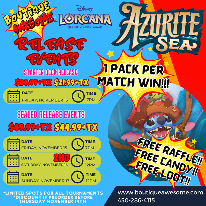 Party de lancement AWESOME de Lorcana Chapter 6 Azurite Sea! - 15-17 novembre 2024