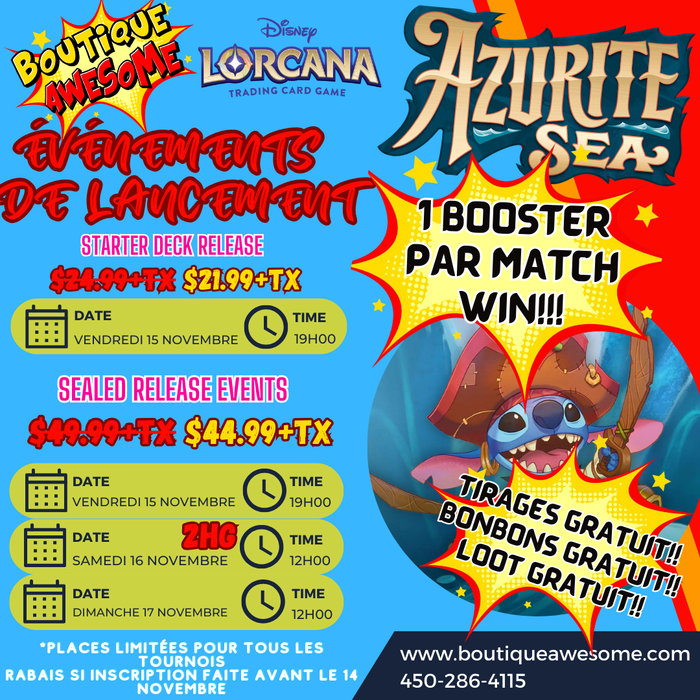 Party de lancement AWESOME de Lorcana Chapter 6 Azurite Sea! - 15-17 novembre 2024