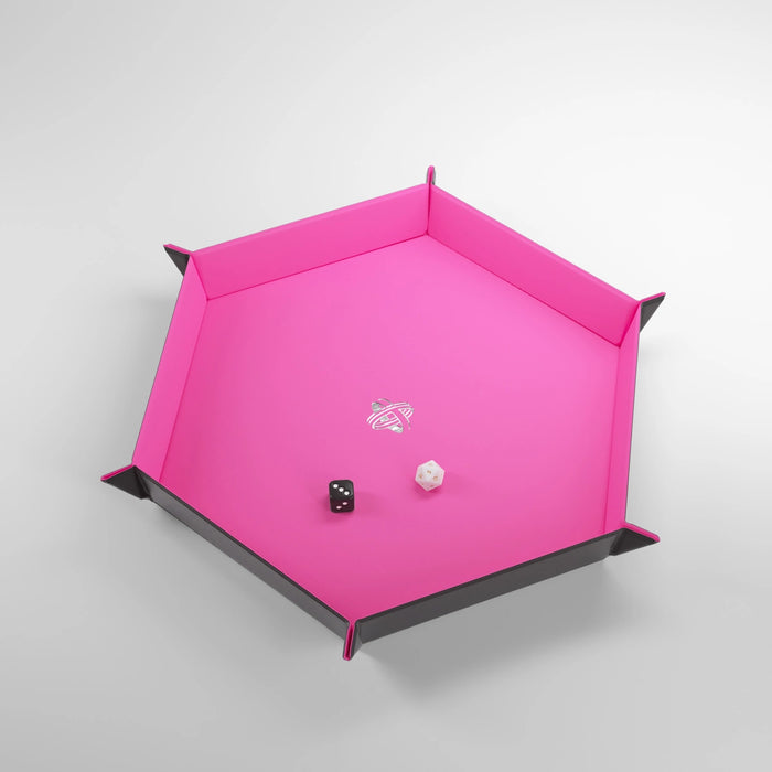 Gamegenic Magnetic Dice Tray - Hexagonal (Black/Pink)