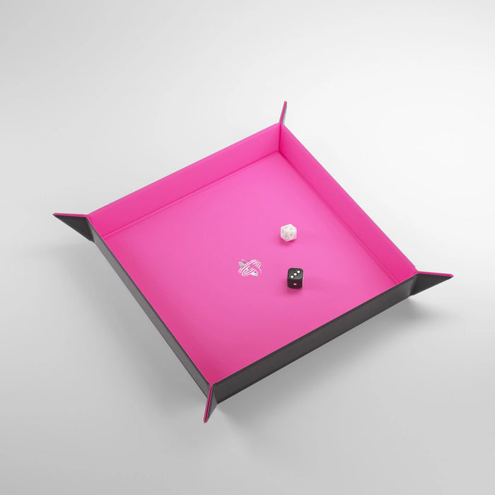 Gamegenic Magnetic Dice Tray - Square (Black/Pink)