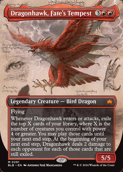 Dragonhawk, Fate's Tempest - Borderless - Legendary- Showcase (Foil)