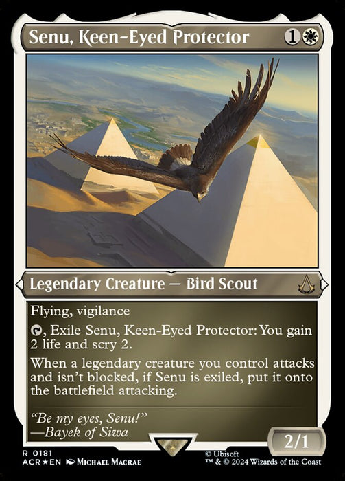 Senu, Keen-Eyed Protector - Legendary- Inverted- Etched (Etched Foil)