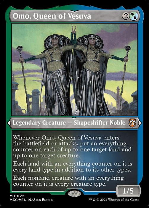 Omo, Queen of Vesuva - Legendary- Inverted- Etched (Etched Foil)