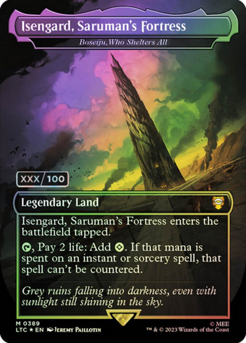 Isengard, Saruman's Fortress - Boseiju, Who Shelters All - Borderless - Legendary- Inverted (Foil)