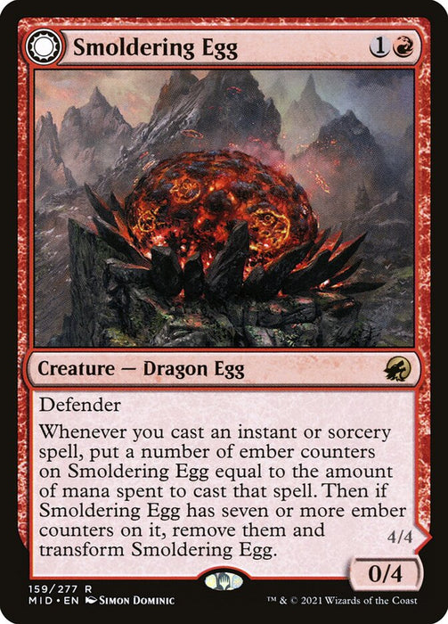 Smoldering Egg // Ashmouth Dragon  - Sunmoondfc (Foil)