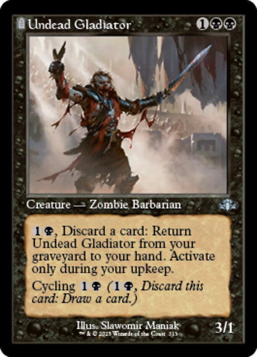 Undead Gladiator - Retro Frame - Tombstone