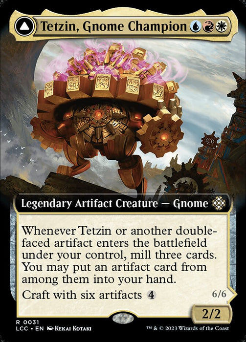 Tetzin, Gnome Champion // The Golden-Gear Colossus - Legendary- Extended Art (Foil)