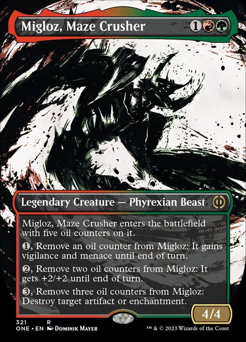 Migloz, Maze Crusher - Borderless - Showcase- Legendary- Inverted (Foil)