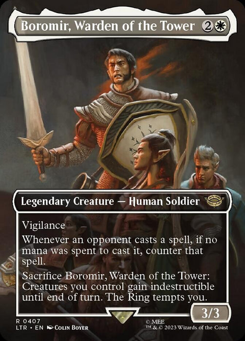 Boromir, Warden of the Tower - Borderless - Legendary- Inverted (Foil)