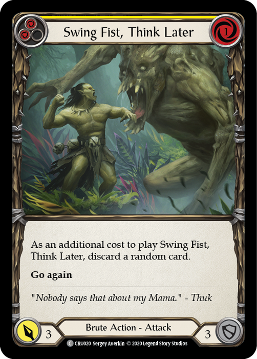 Swing Fist, Think Later (Yellow) - Rainbow Foil - 1st Edition