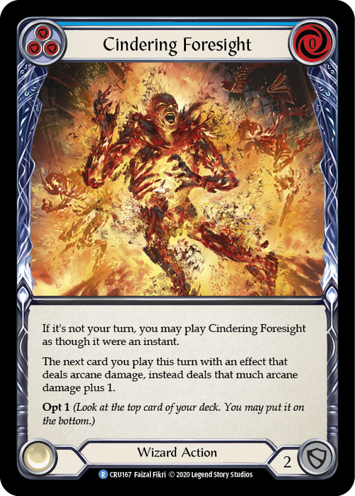 Cindering Foresight (Blue) - Rainbow Foil - 1st Edition