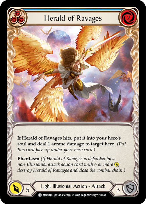 Herald of Ravages (Blue) - Rainbow Foil - 1st Edition