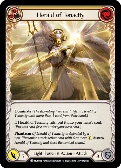 Herald of Tenacity (Yellow) - Rainbow Foil - Unlimited Edition