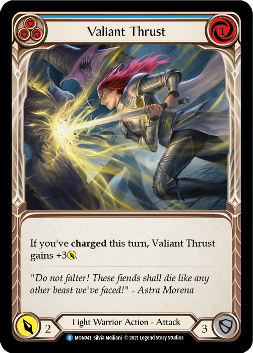 Valiant Thrust (Blue) - Rainbow Foil - Unlimited Edition