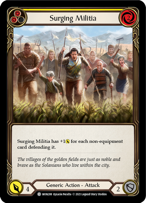 Surging Militia (Yellow) - Rainbow Foil - 1st Edition