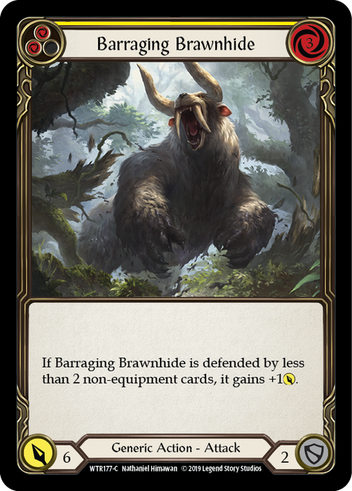 Barraging Brawnhide (Yellow) - Rainbow Foil - Unlimited Edition