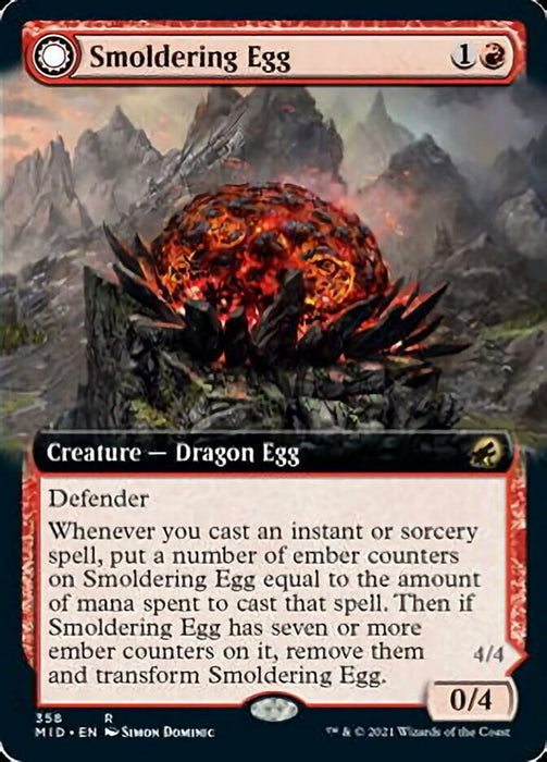 Smoldering Egg // Ashmouth Dragon  - Extended Art