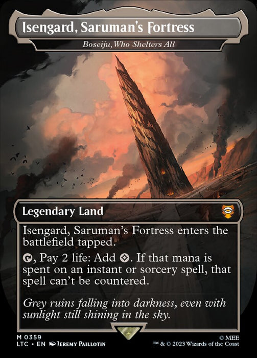 Isengard, Saruman's Fortress - Boseiju, Who Shelters All - Borderless - Legendary- Inverted (Foil)