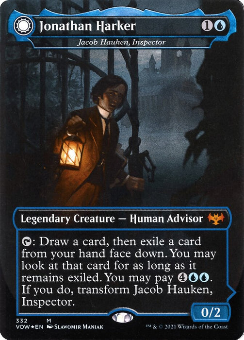 Jonathan Harker // Harker's Obsessive Inquiry - Jacob Hauken, Inspector // Hauken's Insight - Borderless  - Legendary - Sunmoondfc (Foil)