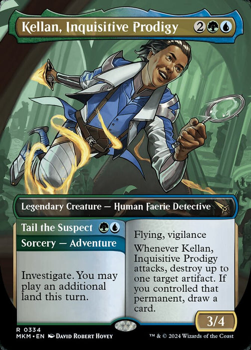 Kellan, Inquisitive Prodigy // Tail the Suspect - Borderless - Legendary- Inverted