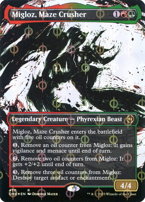 Migloz, Maze Crusher - Borderless - Legendary- Inverted- Showcase (Foil)